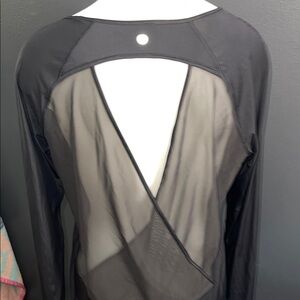 Lululemon Athletica Black Mesh Panel Long Sleeve Top